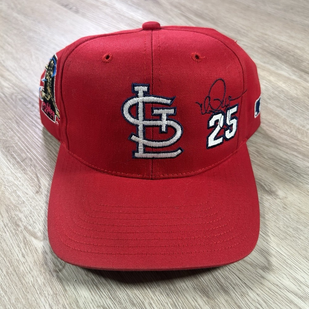 VTG Mark McGwire St. Louis Cardinals Snapback Hat MLB Sid Logo Twins Red Cap